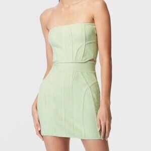 Herve Leger Mint Green Strapless Boucle Mini Dress $1,190